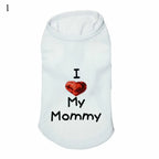Summer Heart Letters Print I Love My Mommy T-Shirts Apparel For Small Dogs