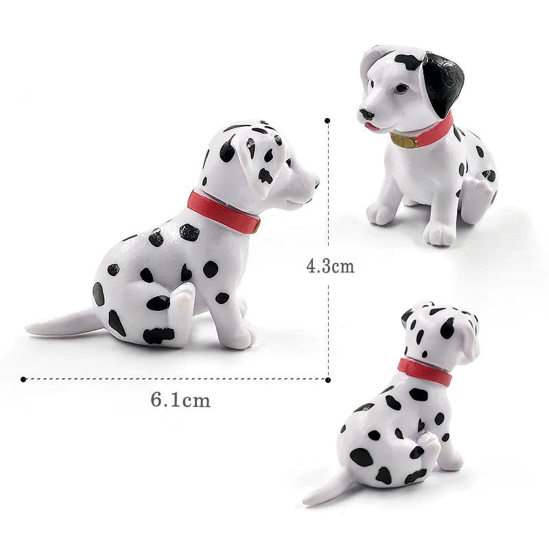6pcs Dalmatian Puppy Spot Dog Figurine Cartoon Animal Home Decor Miniature Decoration