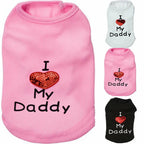 Summer Heart Letters Print I Love My Mommy T-Shirts Apparel For Small Dogs