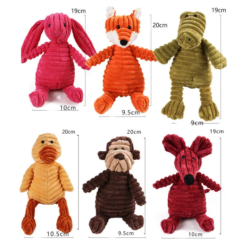 Corduroy Small Animal Plush Squeaky Dog Toy