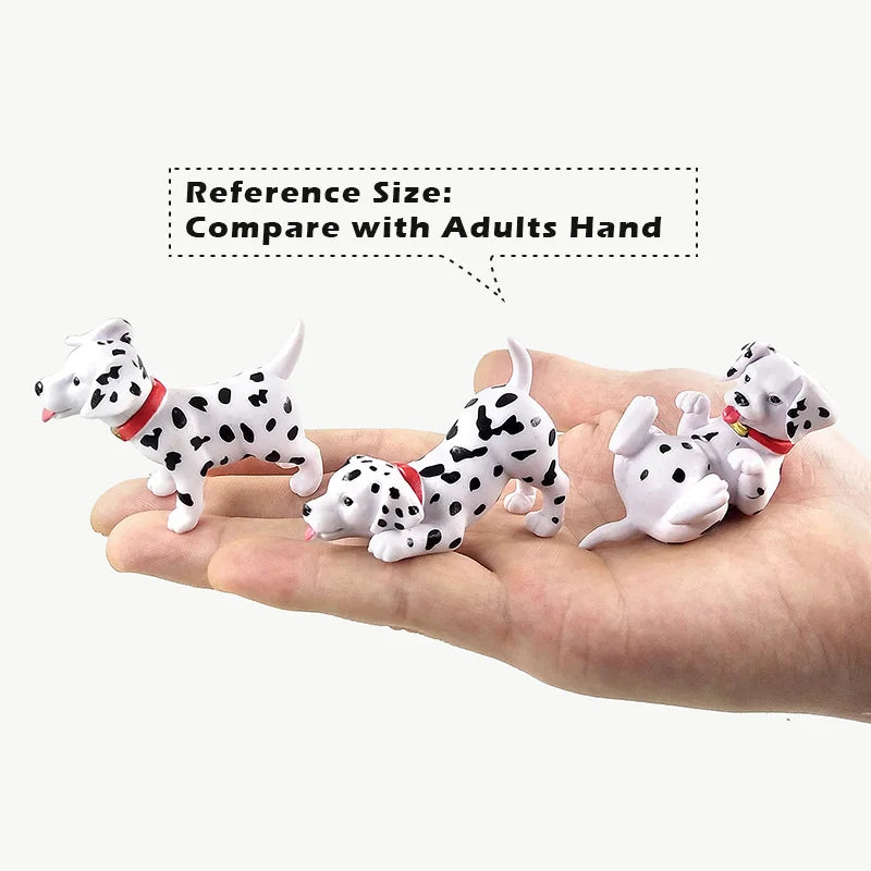6pcs Dalmatian Puppy Spot Dog Figurine Cartoon Animal Home Decor Miniature Decoration