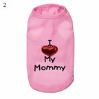 Summer Heart Letters Print I Love My Mommy T-Shirts Apparel For Small Dogs