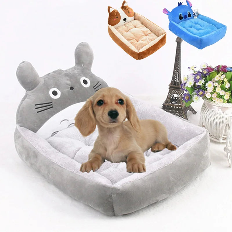Cute Cartoon Pet Beds for Small Medium Dogs Winter Warm Washable