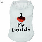 Summer Heart Letters Print I Love My Mommy T-Shirts Apparel For Small Dogs