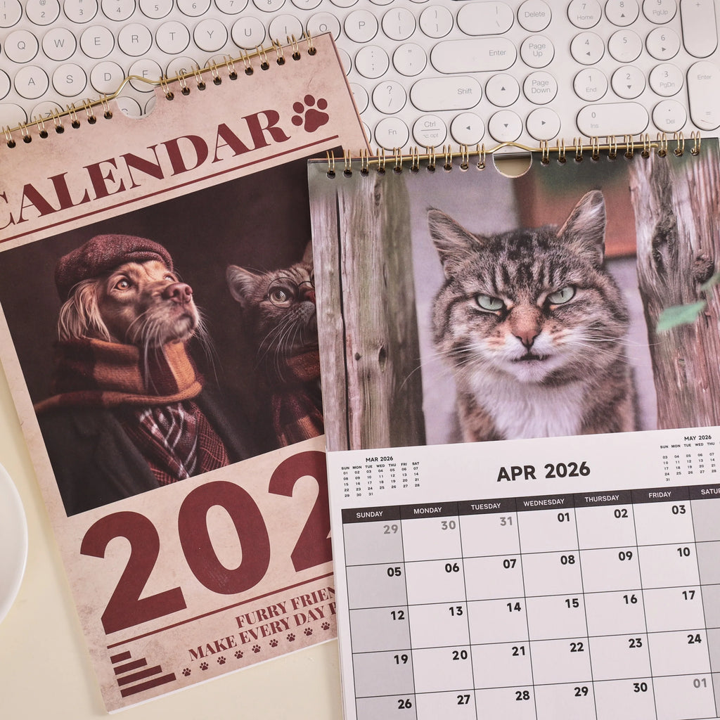 2026 Wall Calendar, 12 Months Cute Cat & Dog Pet Calendar 8.2 x 11.7 inch, from Jan 2026 - Dec 2026