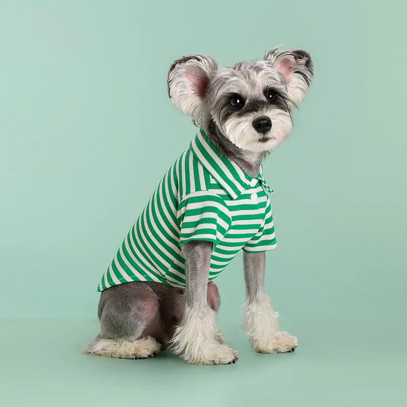 Polo Shirts Summer Striped Cotton Puppy Pullover