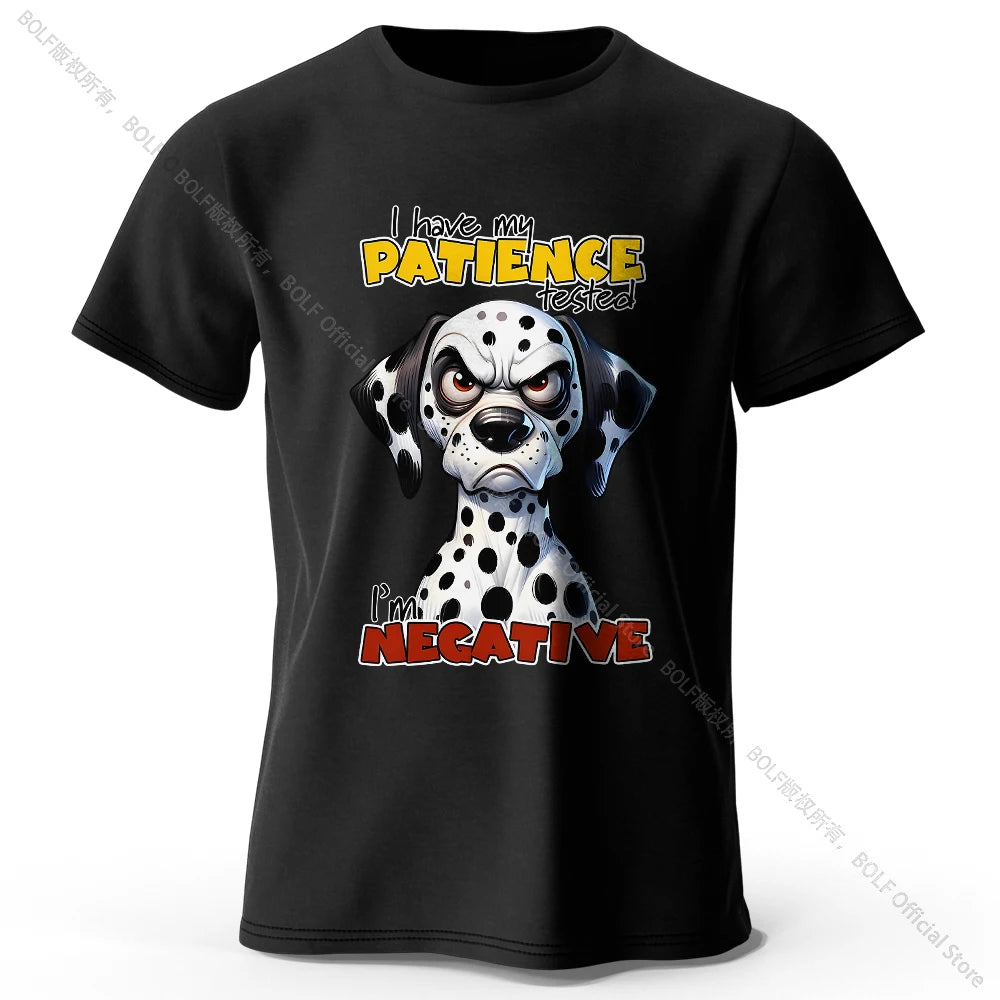 Cartoon Dog Portrait Print 100% Cotton T-Shirt, Soft Fabric Round Neck Short Sleeve Tee