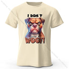 Funny Cartoon Dog Doodle Print 100% Cotton T-Shirt, Ultra Soft Round Neck Short Sleeve
