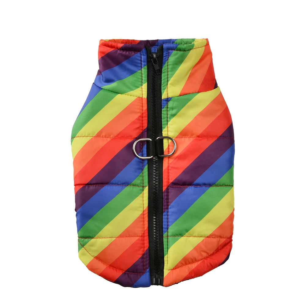 Rainbow Jacket Coat For Small Medium Dogs Winter Warm Fleece