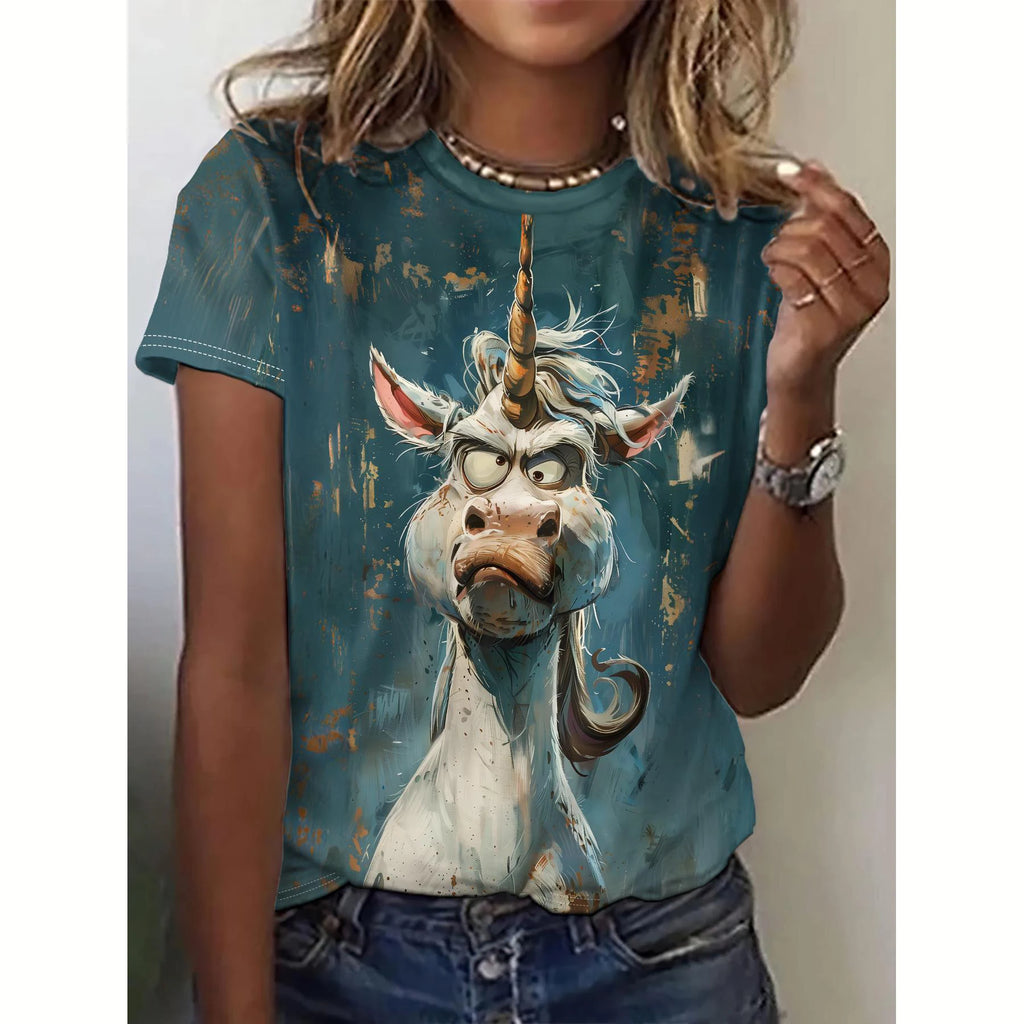 Summer Women's T Shirt Dog Print Casual Short Sleeve 3d Fashion Streetwear Crew Neck