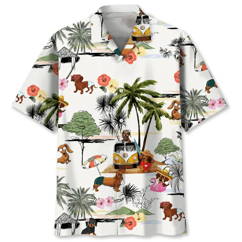 Cartoon Dachshund Dog 3d Printed Shirt Animal Pets Graphics Short Sleeves