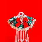 Christmas Pet Bib with Lace Bell Plaid Bow Austable Neckwear