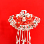 Christmas Pet Bib with Lace Bell Plaid Bow Austable Neckwear