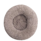 Round Pet Bed Super Soft Long Plush Winter Warm Sleeping