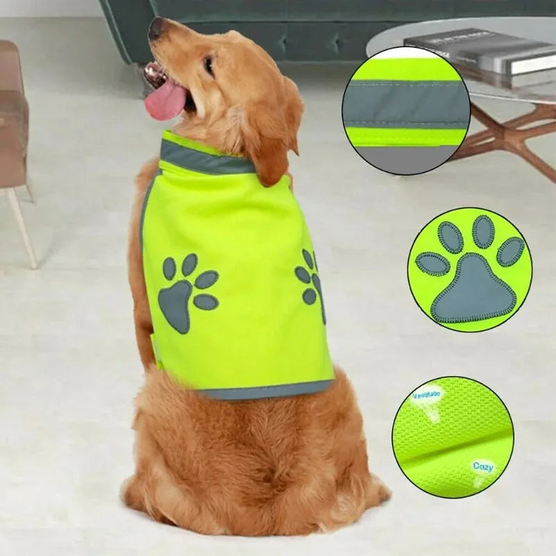 Reflective Safety Vest with High Visibility Yellow Fluorescent Outdoor Night Safety Pet Supplies