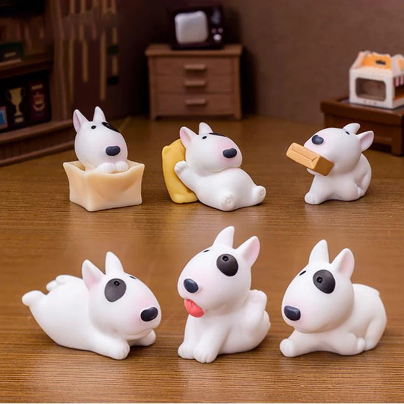Cute Mini Bullhead Terrier Dog Figurines Micro Landscape﻿ Car Dashboard Home Desktop