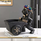 Builder French Bulldog With Barrow Dog Statue Decor Resin Sculpture Table Decoration
