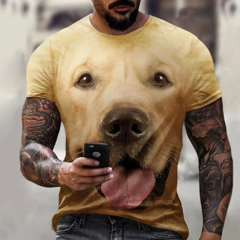 Cute Dog Face Graphics T Shirts Fashion Short Sleeve Funny 3D Animals Printed