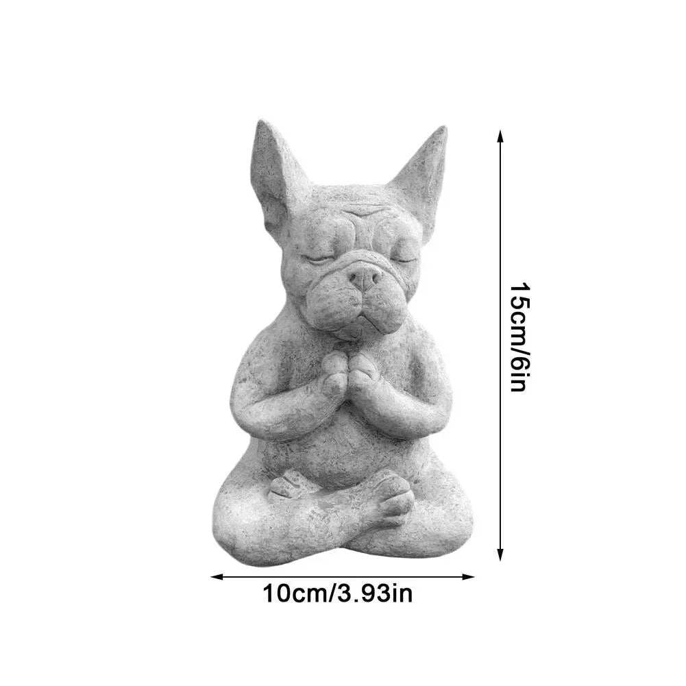 Yoga Pose Meditation Dog Resin Statue Prayer Zen French Bulldog Sculpture