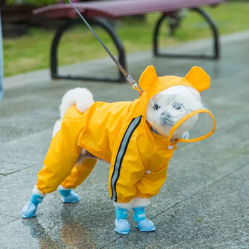 Dog Raincoat Hooded Reflective Puppy Small Waterproof Jacket Soft Breathable Mesh