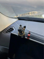 Cute Resin Bulldog Car Decoration With Gold Chain And Glasses – Fun Dashboard