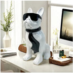 Resin Dog Statues with Sunglasses Cute Animals Figurines Desktop Sculptures