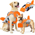 Dog Life Jacket With Reflective Stripes - Adjustable High Visibility Vest, Pet Preserver