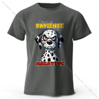 Cartoon Dog Portrait Print 100% Cotton T-Shirt, Soft Fabric Round Neck Short Sleeve Tee