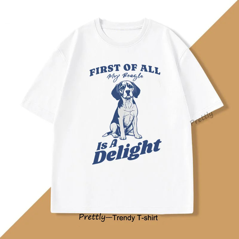 Cute Beagle Lover T-Shirt Women Printed Fashion Dog Mom Tee Casual Short Sleeve