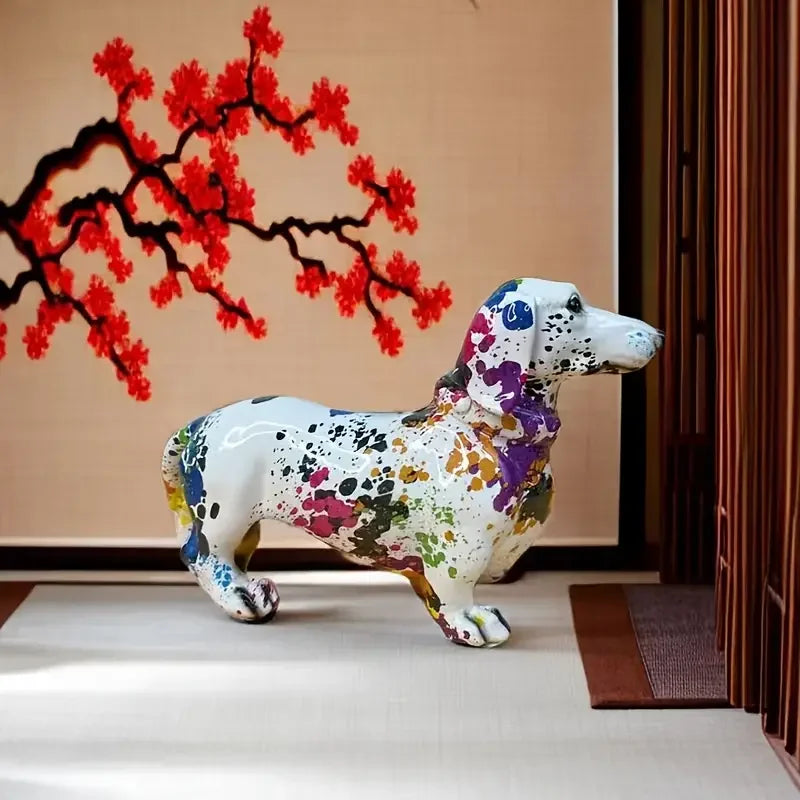 1 piece colorful dachshund figurine dog, home decoration bookshelf table top decoration.