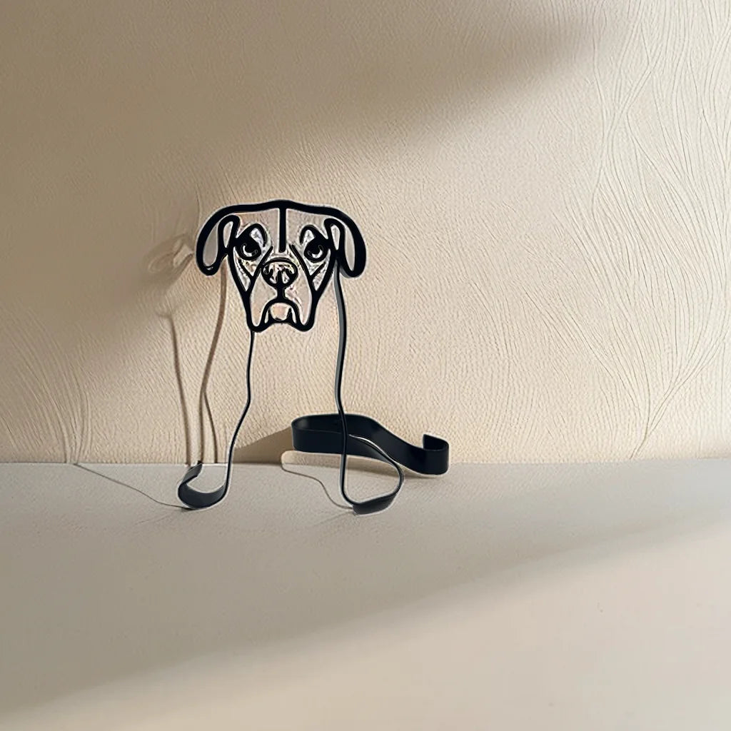 Art Sculpture Metal Dog Abstract Wall Figurines for Office Desktop Home
