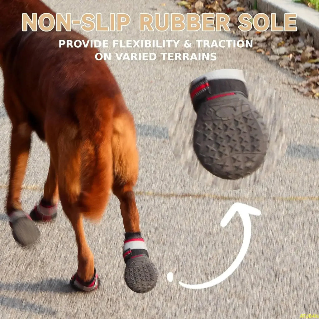 Waterproof Dog Boots Adjustable Reflective Straps