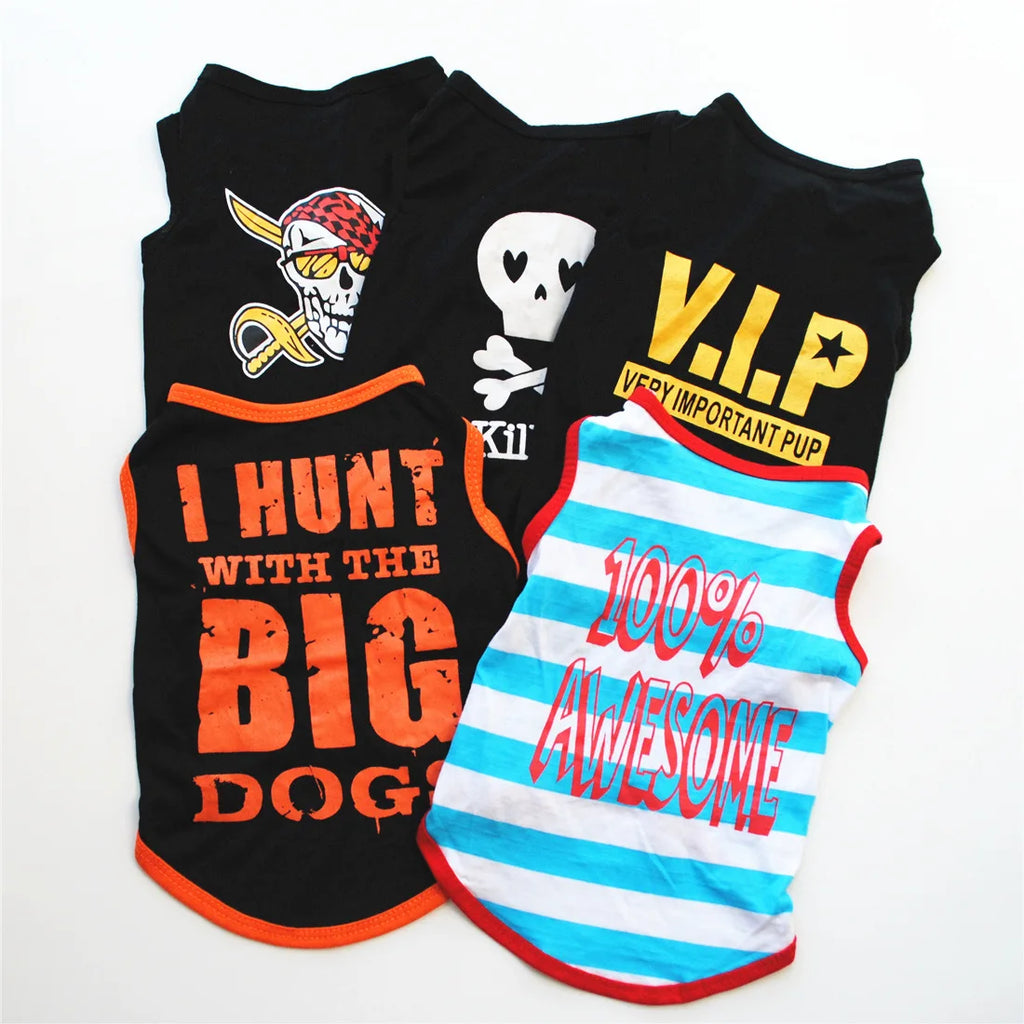 Shirt for Small Dogs Pet Printed with Funny Letters Soft Breathable Outfits