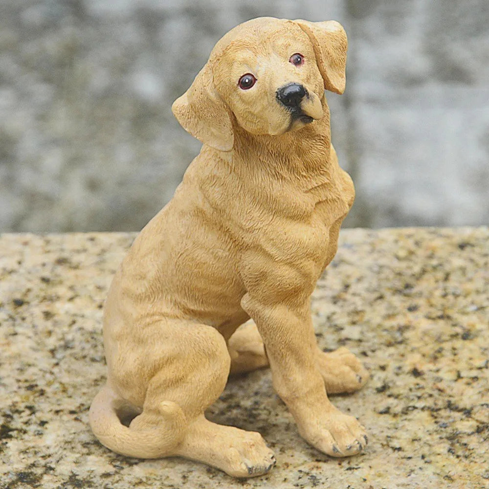 Sculpture Cute Small Dog Statue Handmade Decorative Mini Dog Figurine Resin