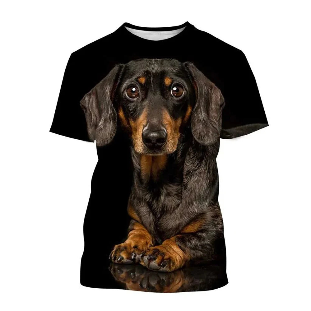 Funny Dachshund T-Shirts 3D Printed Streetwear Fashion Short Sleeve T Shirt Tees Tops