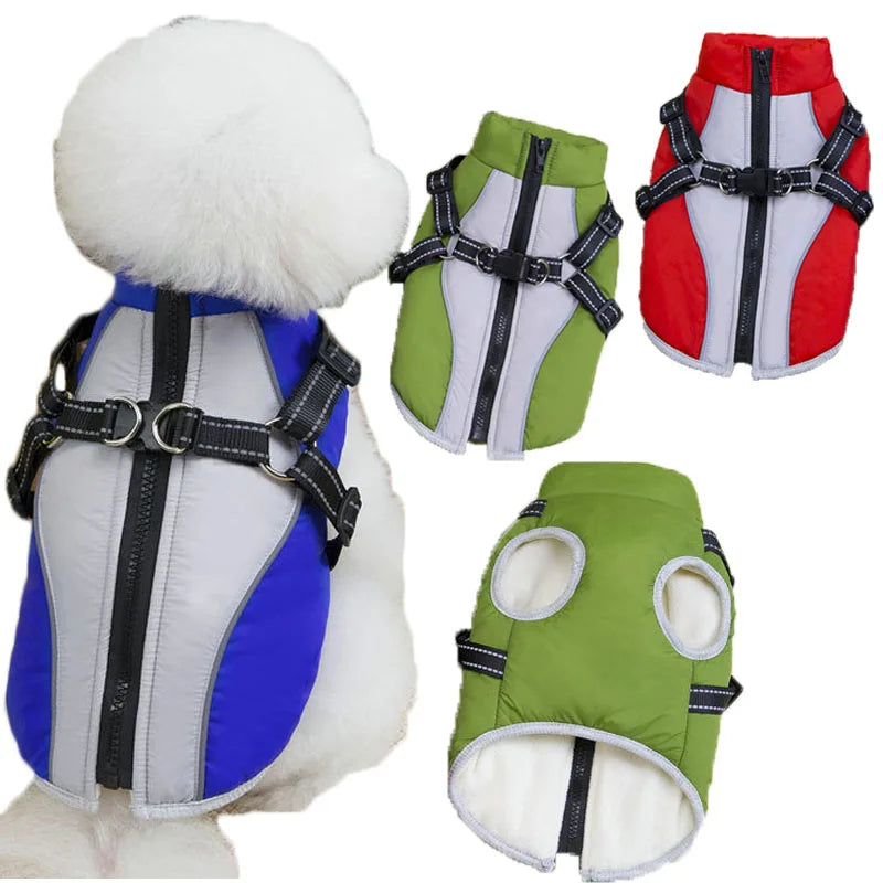 Reflective Jacket Winter Warm Harness Vest Clothing For Small Dogs