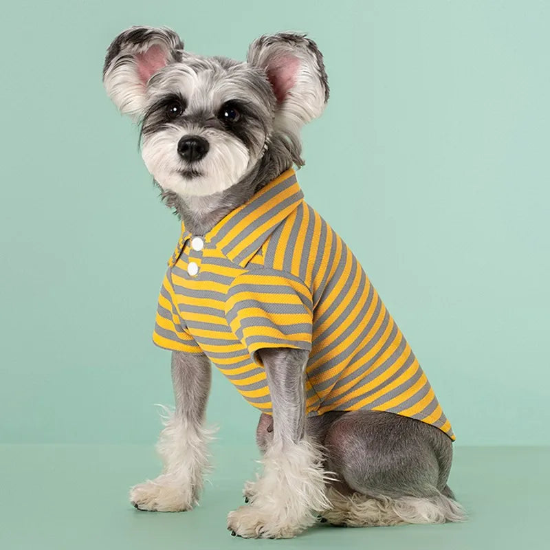 Polo Shirts Summer Striped Cotton Puppy Pullover