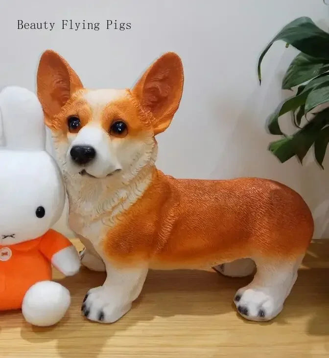 Corgi Dog Figurines Modern Decoration Resin Craft and Garden Decoration