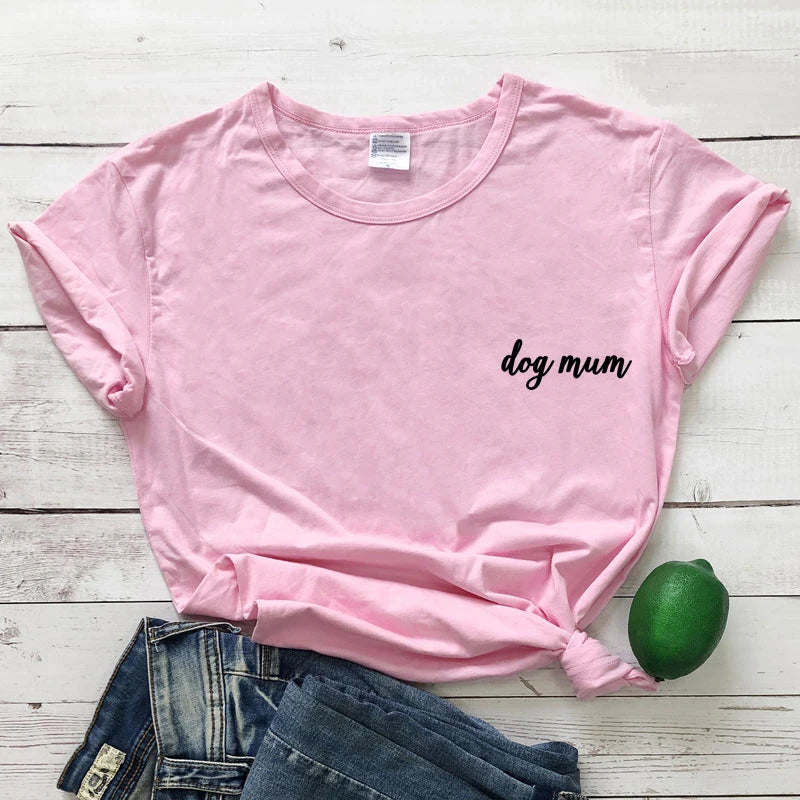 dog mum pocket tshirt cute women short sleeve