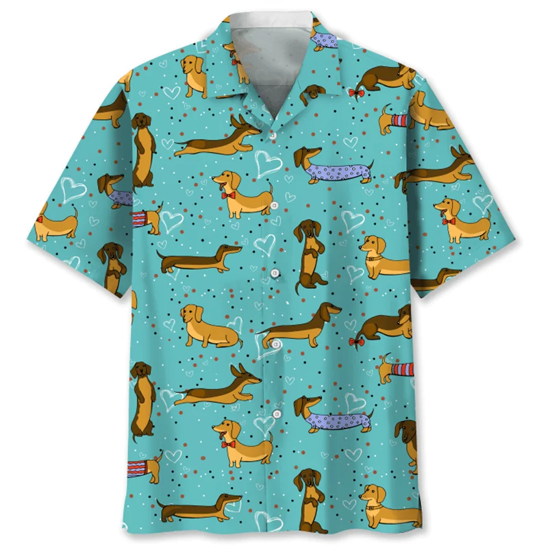 Cartoon Dachshund Dog 3d Printed Shirt Animal Pets Graphics Short Sleeves