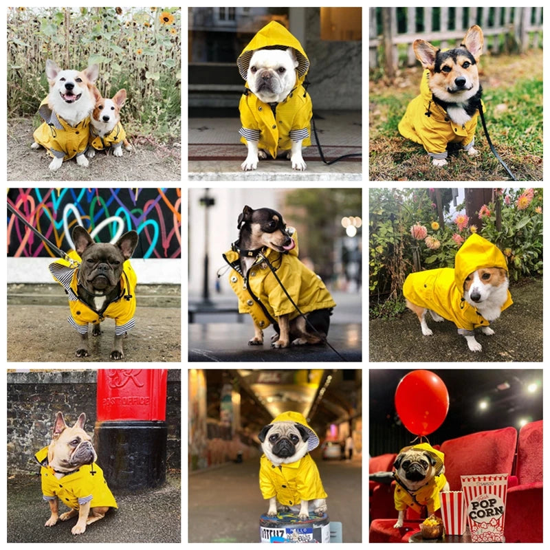 Dog Raincoat Pet Waterproof Jacket Bulldog Windbreaker Poodle Pug Bichon Puppy Coat Rainwear PU S-5XL High Quality Dog Raincoat