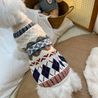 Christmas Dog Sweater, Winter Warm Beige Green Stripe Knitted Pet Clothes for Small Medium Puppy, Xmas New Year Party Wear