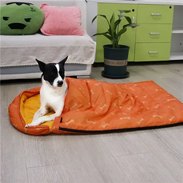 Sleeping Bag Mat Outdoor Camping Warm Blanket bed for medium dogs pet supplies