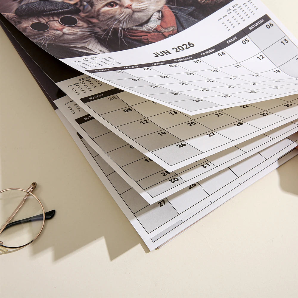 2026 A4 Wall Calendar Cats Dogs Monthly Calendar