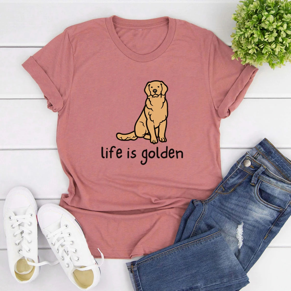 Cute Golden Retriever Dog Mom Tshirt Life Is Golden Shirt Short Sleeve