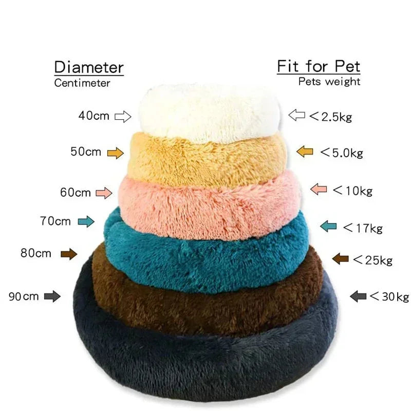 40-90cm Round Pet Bed Super Soft Plush Winter Warm Sleeping