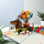 Interactive 3D Pop-Up Birthday Card with Animated Dachshund