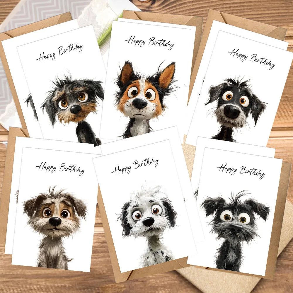 12-Pack Assorted Dog Birthday Greeting Cards with Envelopes