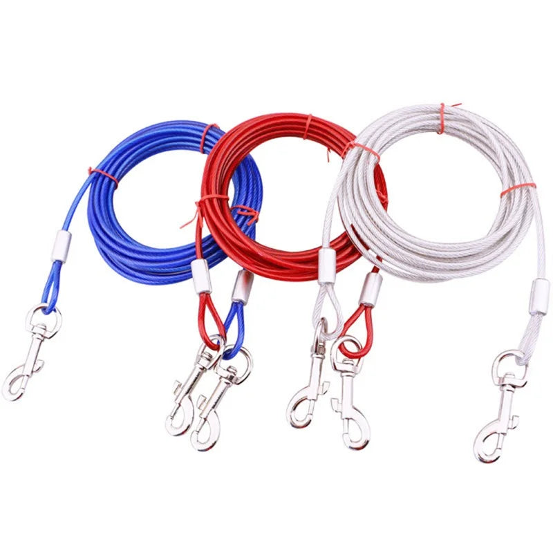3M/5M/10M Pet Leashes For Two Dogs Tie Out Cable Outdoor Steel Wire