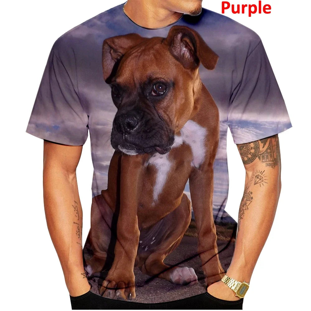 Animal Boxer Dog Street T Shirt Cute 3d Printed T Shirt